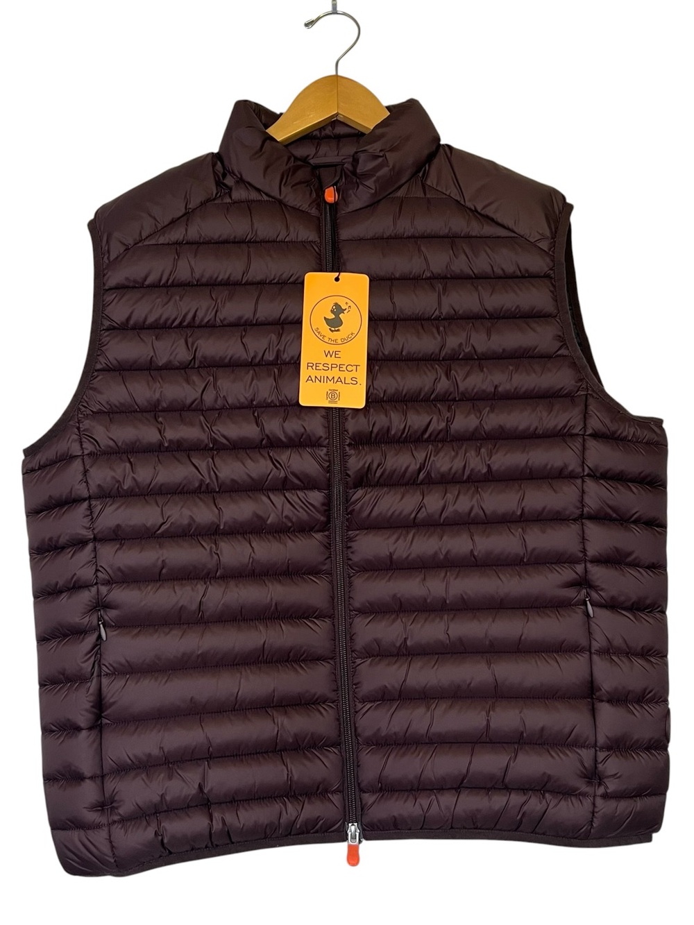 Save The Duck NWT Men’s XL Adam Burgundy/Brown Puffer Vest